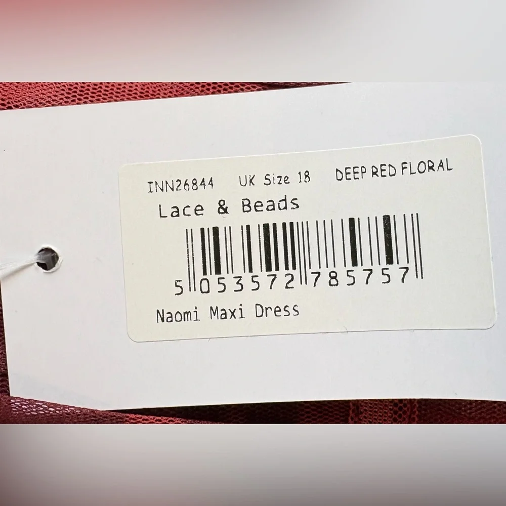 Women's Lace & Beads Red Tiered Floral Tulle Dress - Picture 3 of 6